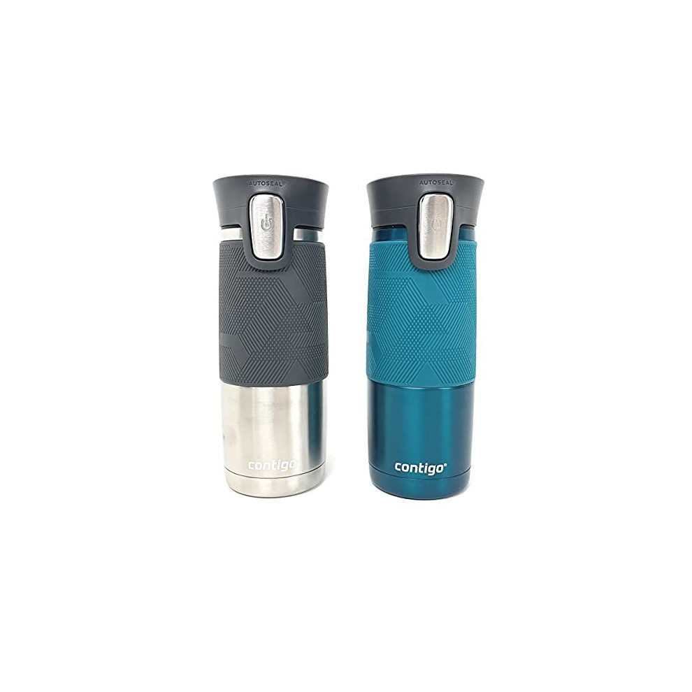 Contigo Autoseal 2 Pack Thermal Travel Mugs 16oz/473ml Grey/Turquoise 