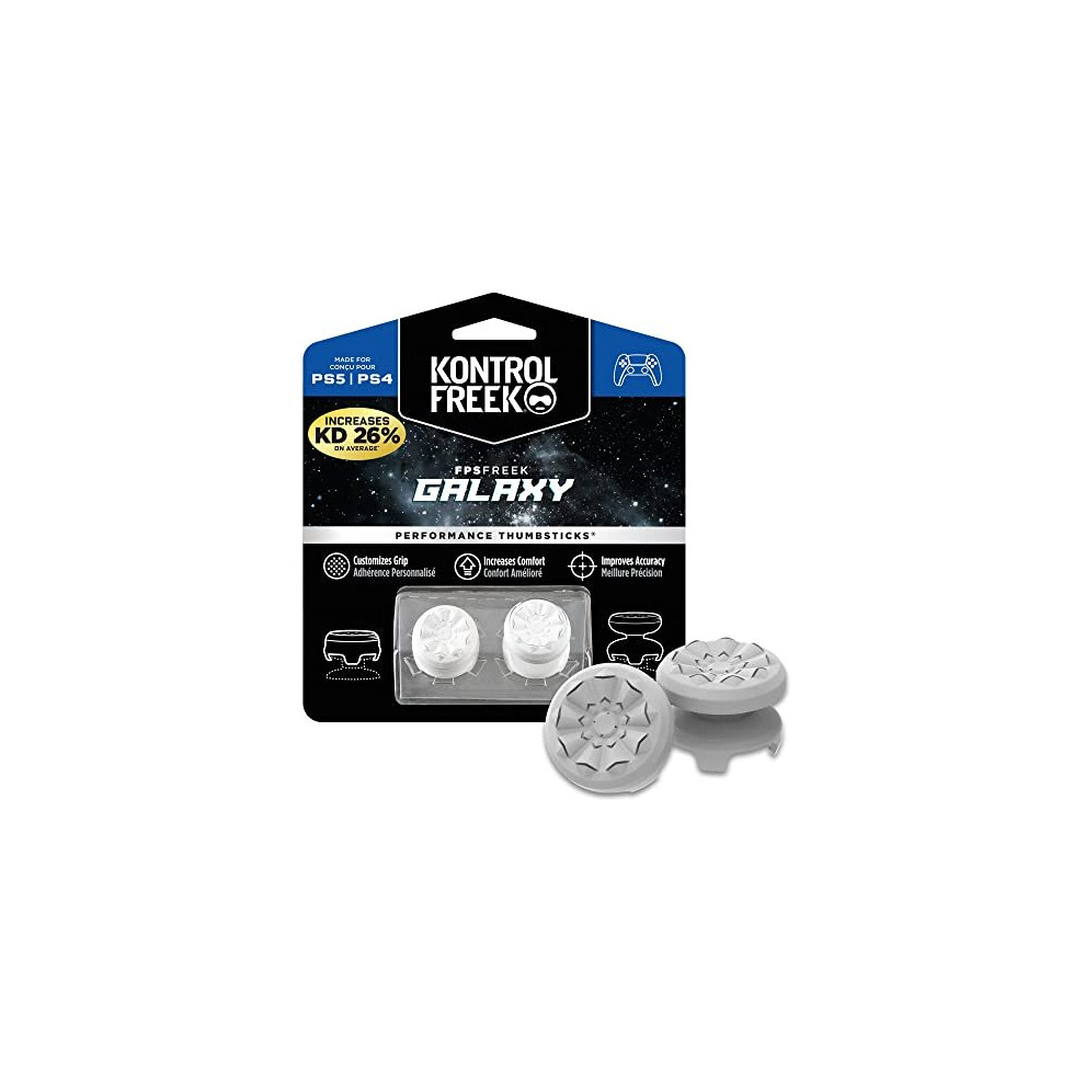 KontrolFreek FPS Freek Galaxy White for Playstation 4 (PS4) and Playstation 5 (PS5) | Performance Thumbsticks | 1 High-Rise, 1 Mid-Rise | White