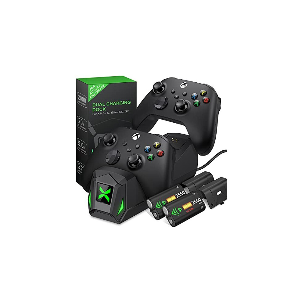 Controller Charger for Xbox Series X|S/Xbox One,Charging Dock for Xbox one Controller,With 2 x 2550mAh Rechargeable Battery in the bottom of