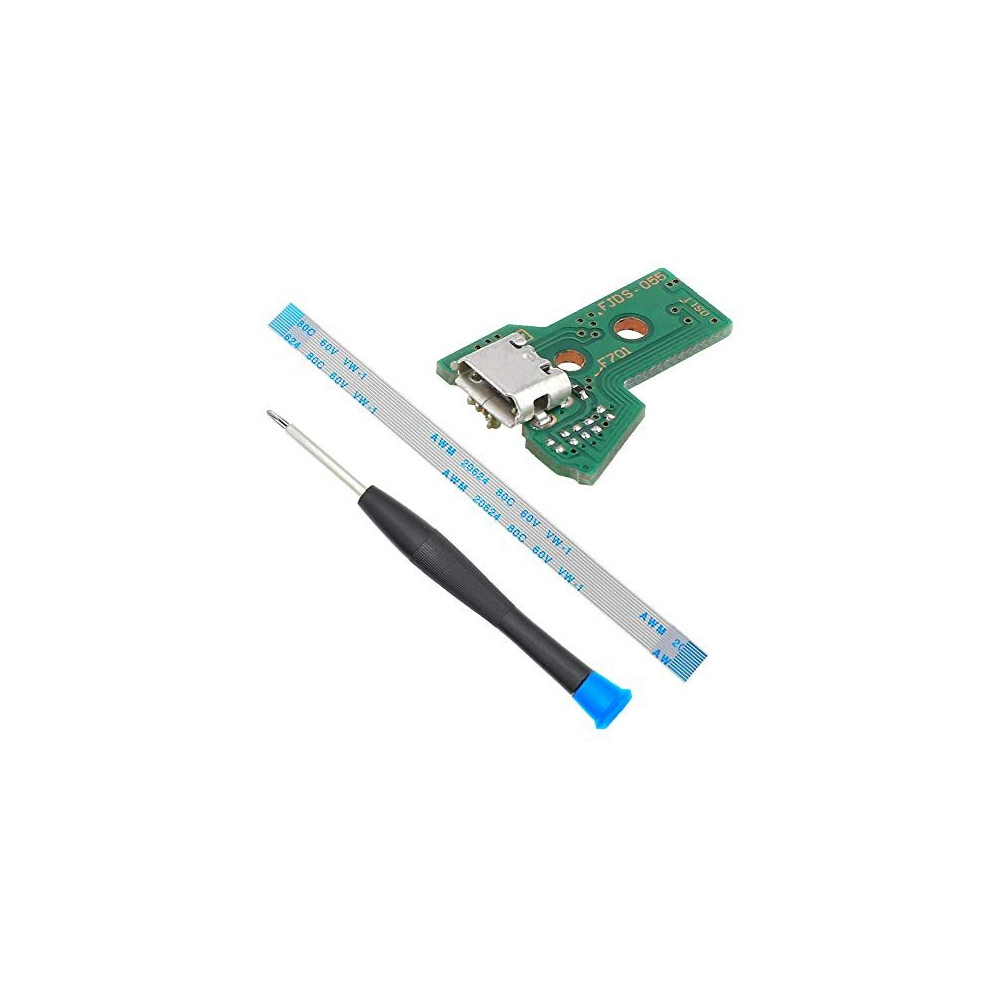 Mmobiel Charging Port Replacement For Playstation Ps4 Controller Dualshock 4 Model: Jds-050 /Jds-055 12 Pin Flex Cable Incl (+) Screwdriver 8720011022687