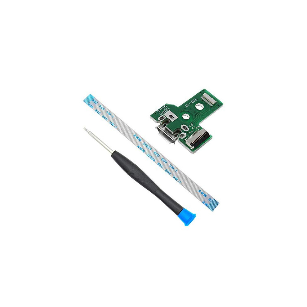 Mmobiel Charging Port Replacement For Playstation Ps4 Controller Dualshock 4 Model: Jds-030 12 Pin Flex Cable Incl (+) Screwdriver 8720011022663