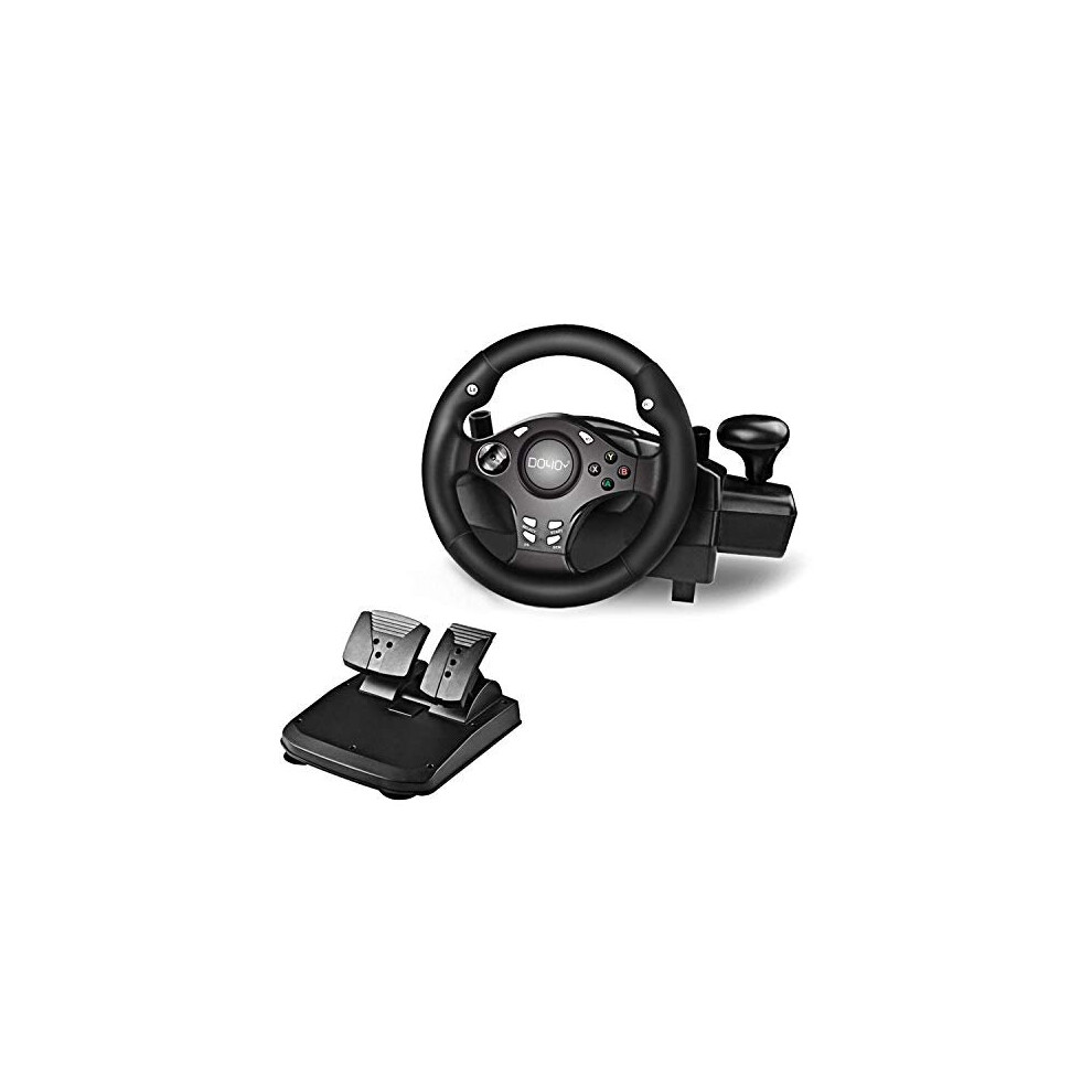 Steering Wheel, 270 Degree Gaming Racing Wheel with Pedals and Shifter, Real Force Feedback PC Steering Wheel Compatible with PS4/ PS3/ PC/ XBOX