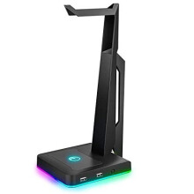 IFYOO RGB Gaming Headset Stand with 2 USB Ports, Game Headphone Mount for PC, Xbox One, PS4, Switch, Earphone Holder Hanger for Bose, Beats, Son