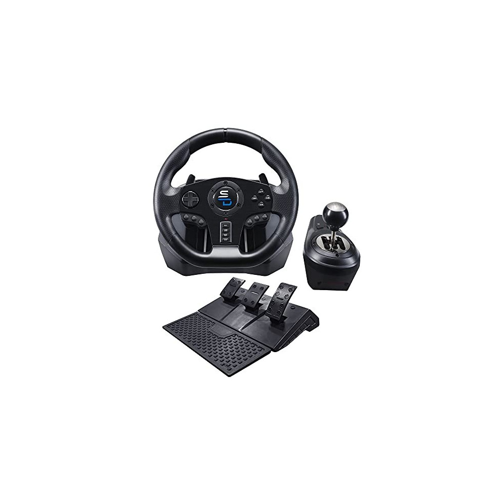 Superdrive Gs850-X Racing Steering Wheel With Manual Gear Lever, 3 Pedals, Shift Paddles For Xbox Series X, Ps4, Xbox One (Programmable For All