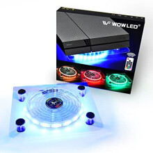 WOWLED USB RGB LED Cooler Cooling Fan Pad Stand Accessories w/Wireless Remote Controller for PS4 Playstation 4 XBOX One Consoles Laptop Note