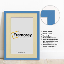 (A2 Pic (A1 Frame)) Blue Picture Frame Photo Frames With Ivory Mount Wall Art Hanging Frame Home Decor Frame