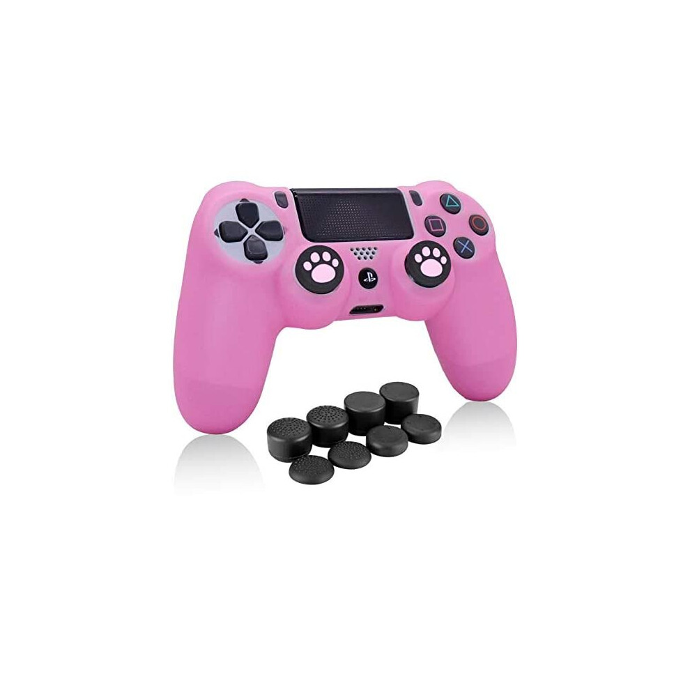 HLRAO PS4 Controller Skin Pink, Anti-Slip Grip Silicone Cover Protector Case Compatible for PS4/Slim/Pro Wireless/Wired Gamepad Controller with