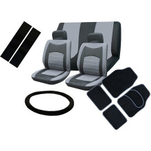 (Grey) Seat Cover Set To Fit Suzuki Alto With Mats And Wheel Glove Option Of Colours