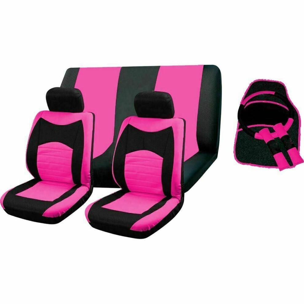 (Pink) Seat Cover Set To Fit Bmw 4 Series Grand Coupe With Mats And Wheel Cover