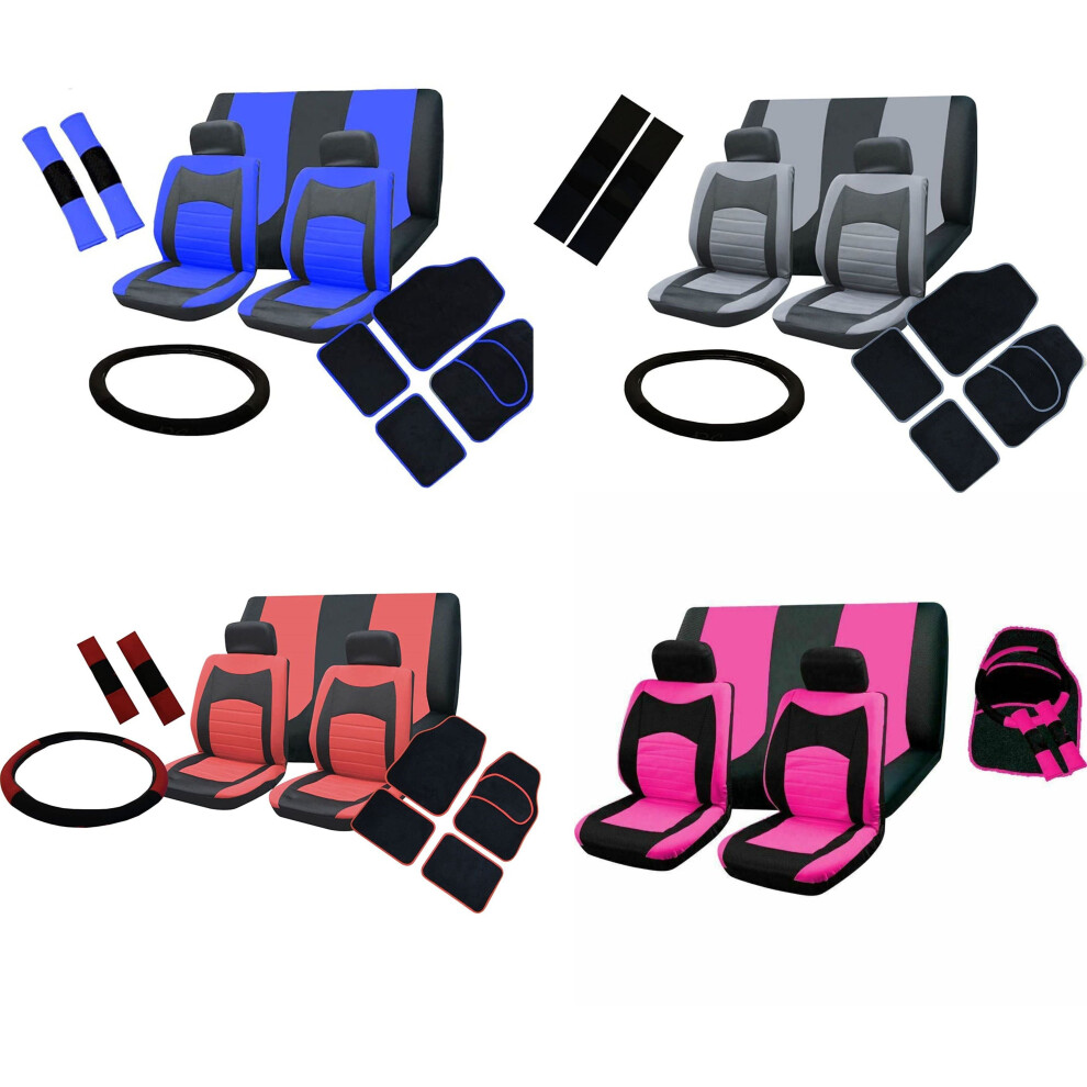 (Pink) Seat Cover Set To Fit Toyota Camry Mk3 Estate With Mats And Wheel Cover Pink 5059531895833
