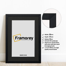 (6x4" Pic (8x6" Frame)) Ash Black Picture Frame Photo Frames With Black Mount Wall Art Hanging Frame Home Decor Frame