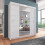 Arthauss (203cm, White) Sliding Mirror Door Wardrobe | Lisbon 1