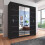 Arthauss (203cm, Black) Sliding Mirror Door Wardrobe | Lisbon 1