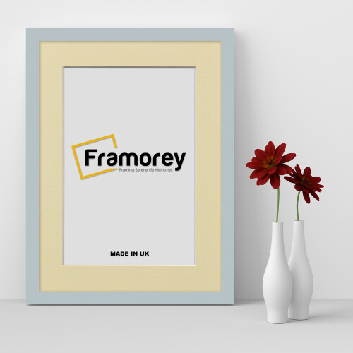 (A4 Pic (A3 Frame)) Light Grey Picture Frame Photo Frames With Ivory Mount Wall Art Hanging Frame Home Decor Frame 1