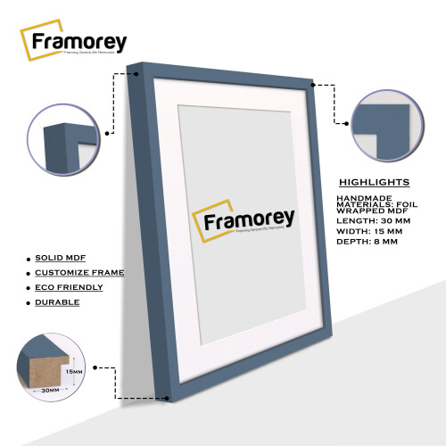 (A4 Pic (A3 Frame)) Dark Grey Picture Frame Photo Frames With White Mount Wall Art Hanging Frame Home Decor Frame 2