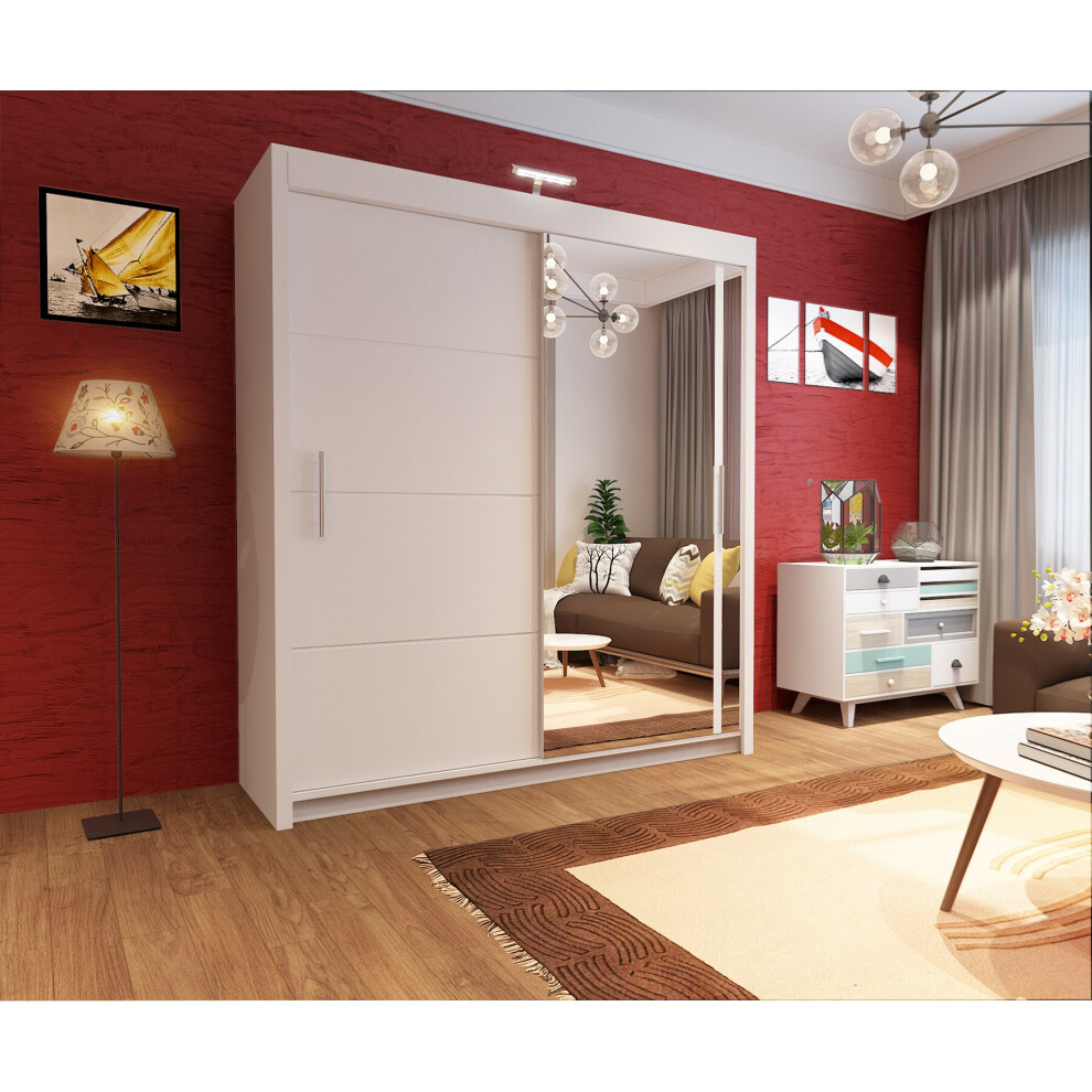 Arthauss (203Cm, ) Sliding Mirror Door Wardrobe | Vision White