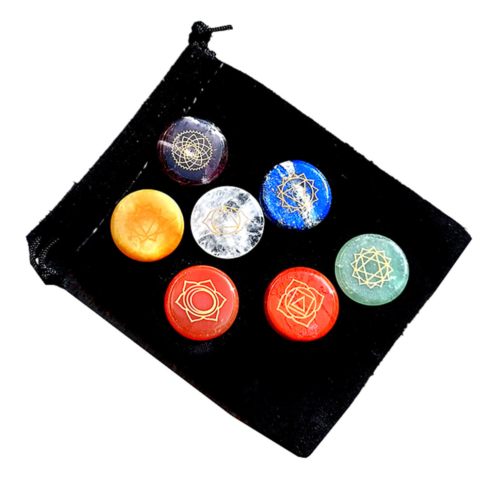 (Round) Set of 7 Natural Reiki Chakra Crystal Gemstones