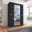 Arthauss (150cm, Black) Sliding Mirror Door Wardrobe | Lisbon 1