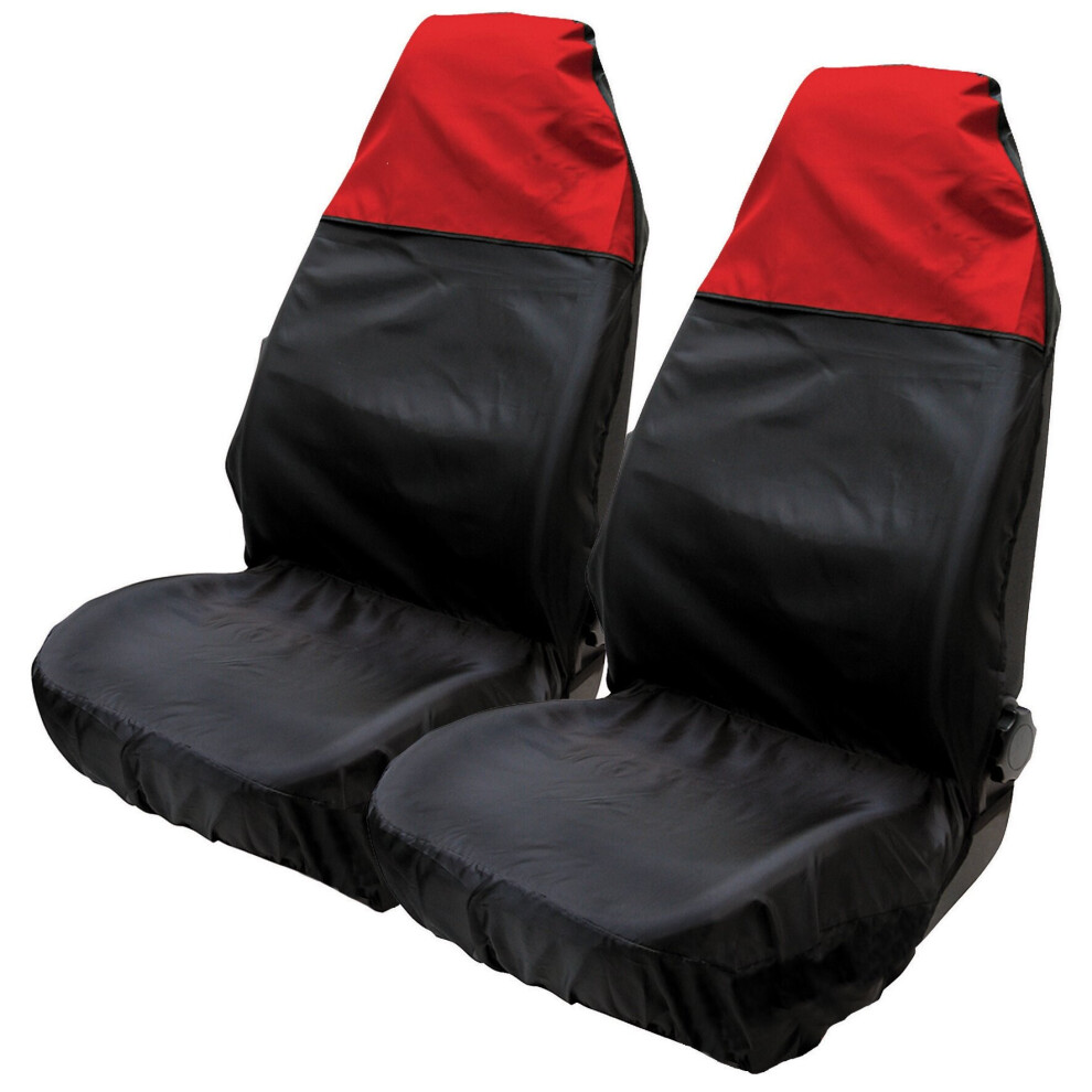(Front Set With Top) Seat Covers Water Resistant To Fit Volkswagen Caddy Options Of Front, Rear,Sets Red 5059531831824