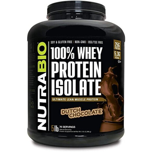 NutraBio, Whey Protein Isolate, Dutch Chocolate, 5 lb (2.268 g)