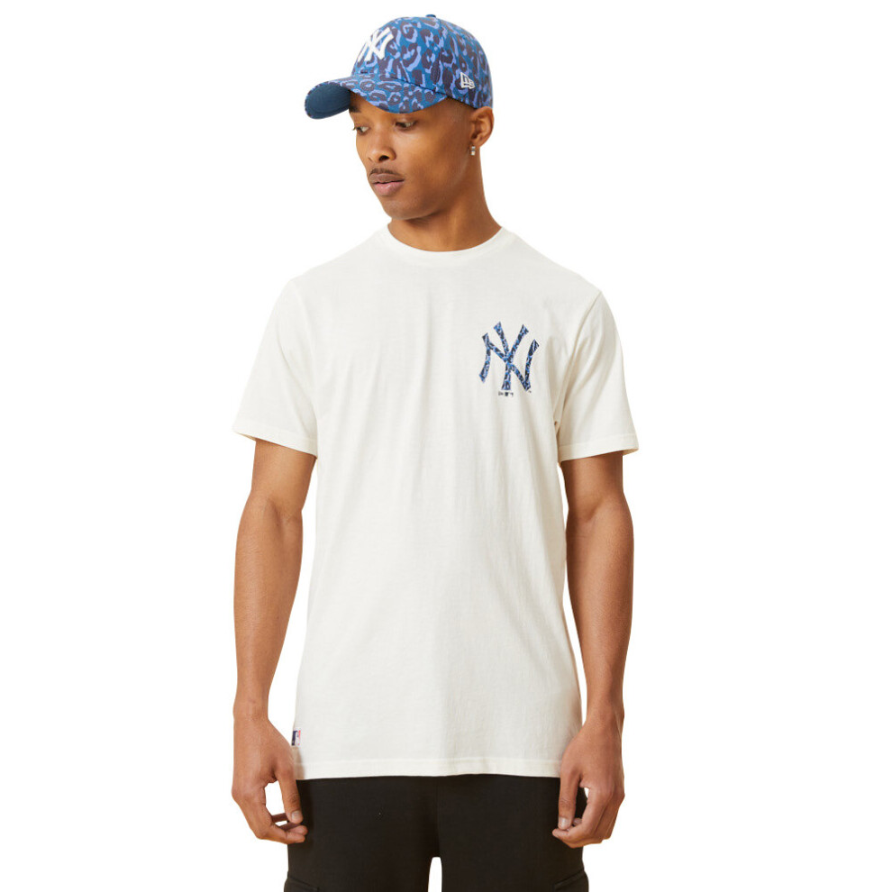 New Era (M) Men's Mlb Left Chest Infill T-Shirt ~ "New York Yankees" Cream
