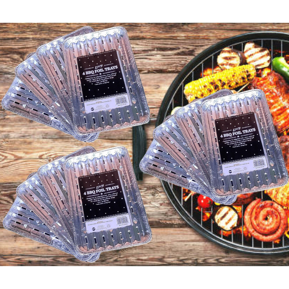 12 BBQ Foil Trays Disposable Aluminium Cooking Trays Serving Tray