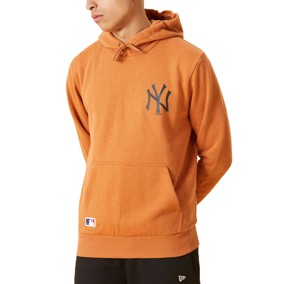 (S, Brown) New Era Mens New York Yankees Team Logo Pullover Sweatshirt Hoodie - Brown