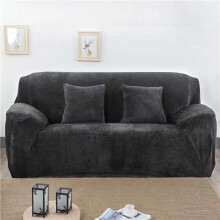 (Dark Grey, 2 Seater) Sofa Covers Plush Velvet Couch Cover With Tuckers
