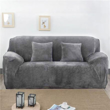 (Light Grey, 4 Seater) Sofa Covers Plush Velvet Couch Cover With Tuckers