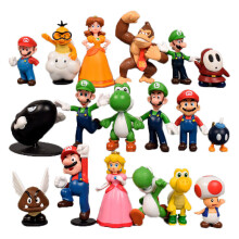 18Pcs Super Mario Action Figure Cake Topper Decor Figurines Doll Kids