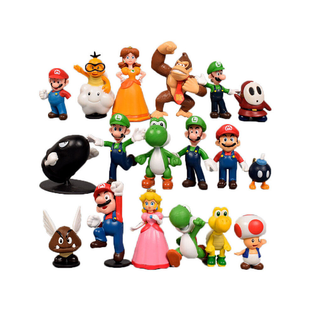 18Pcs Super Mario Action Figure Cake Topper Decor Figurines Doll Kids