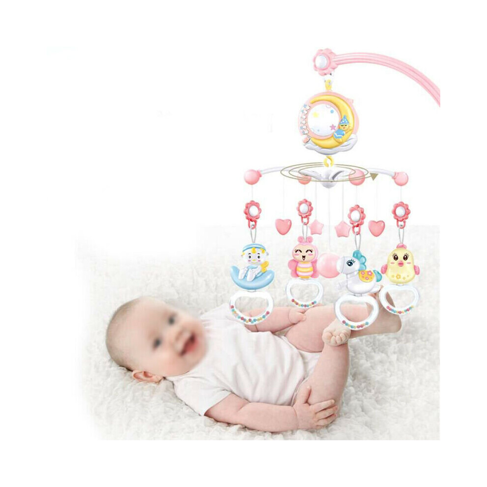 Musical Crib Bed Bell Cot Music Box Baby Rattles Toy Stars Dream Light