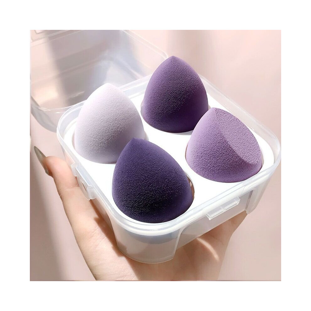Purple (Purple) 4Pcs/Box Dry Wet Makeup Sponge Blender Beauty Egg Foundation Cosmetic Super Soft