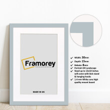 (6x4" Pic (8x6" Frame)) Light Grey Picture Frame Photo Frames With White Mount Wall Art Hanging Frame Home Decor Frame