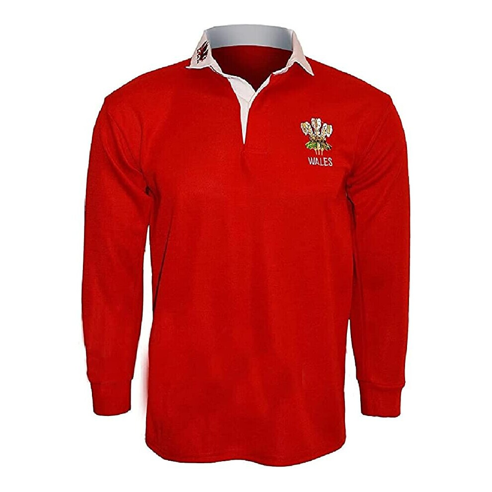 (Red, M) Mens Rugby Wales Full Sleeve Shirt Size S to 5XL