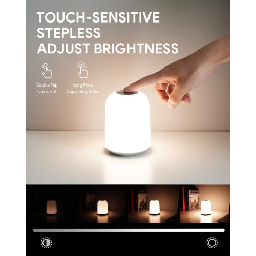 Bedside Lamp RGB LED Dimmable Timer Light Rechargeable Aukey LT-T8 1