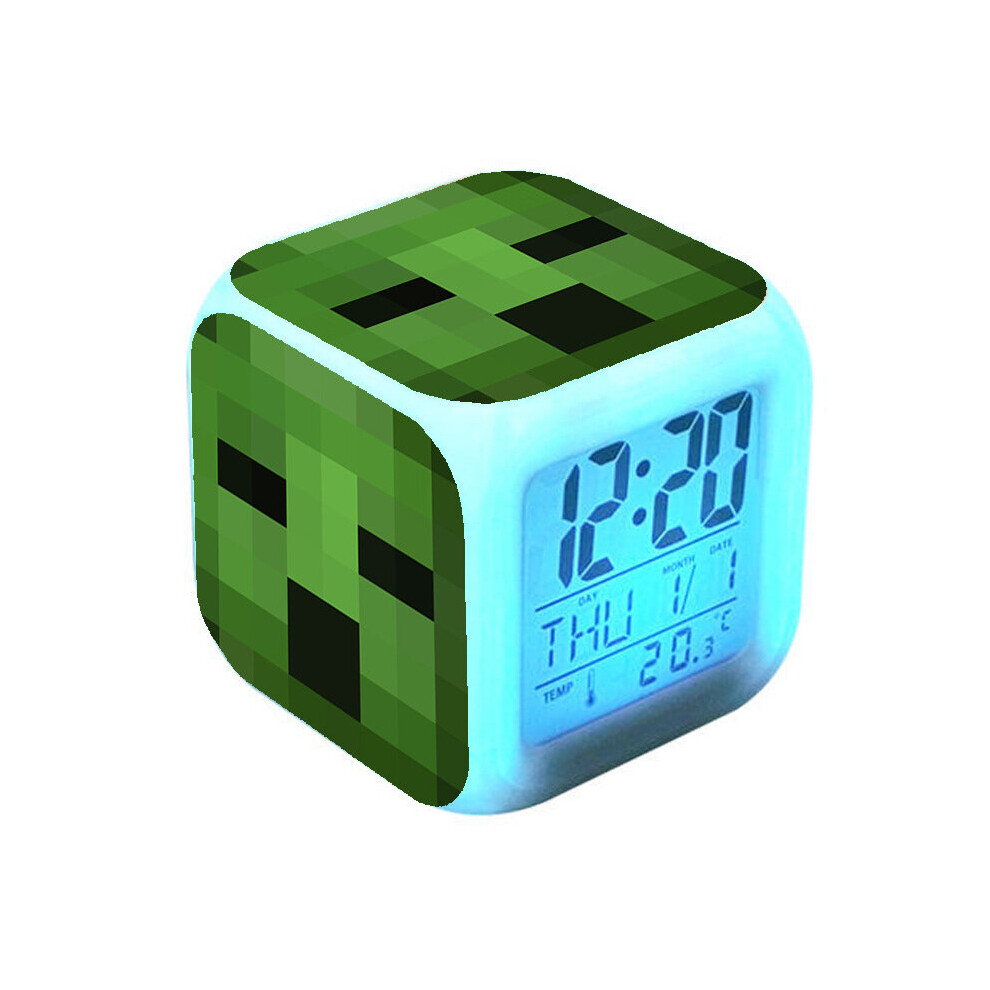 (green) Minecraft alarm clock Led night light Style C