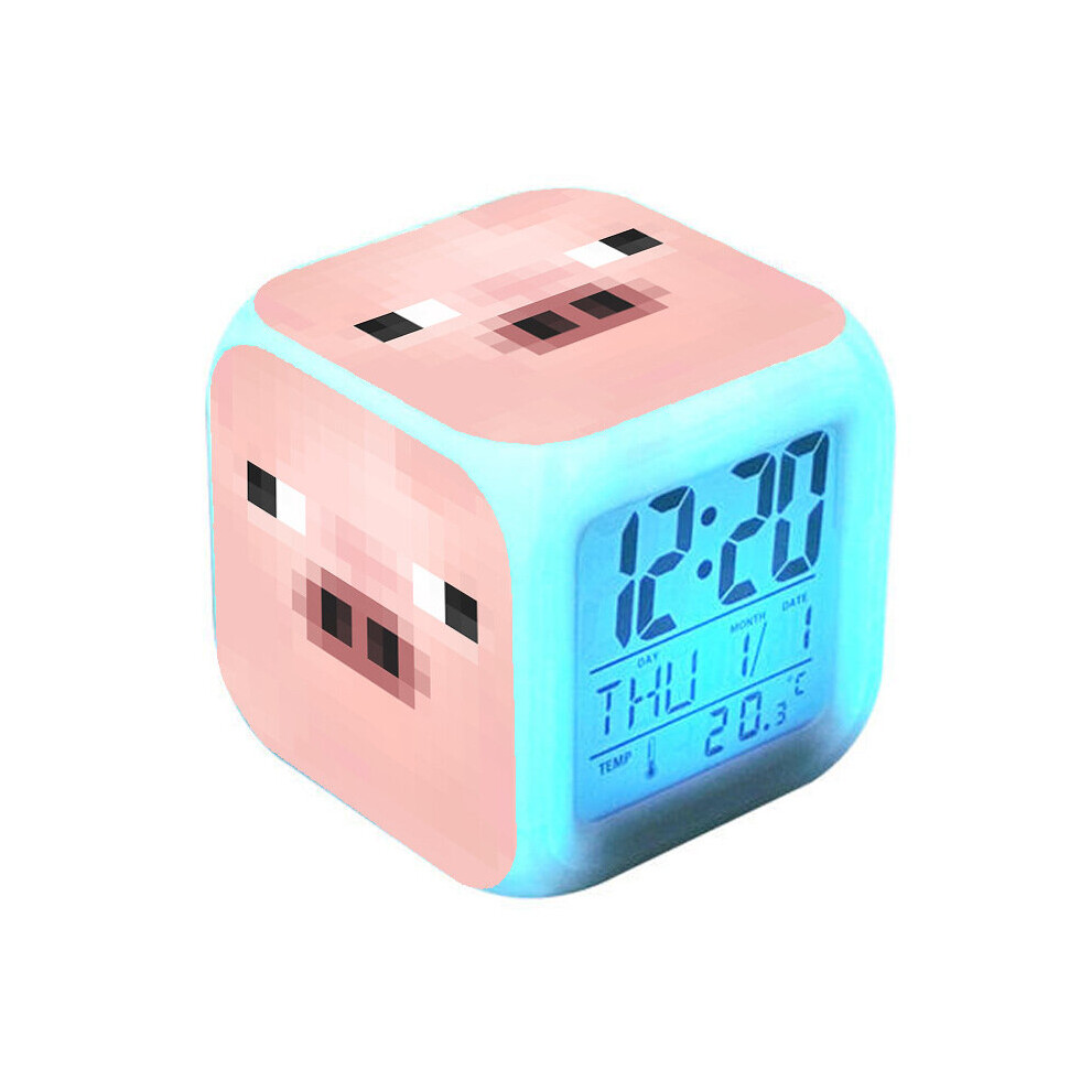 (green) Minecraft Alarm Clock Led Night Light Style D