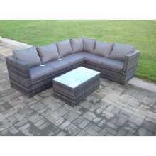 (right corner sofa+rectangular table, without rain covers) L shape corner rattan sofa garden furniture chair