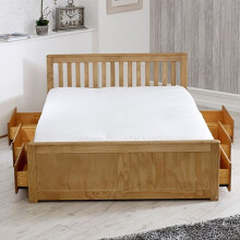(Mission Waxed Pine Wooden Storage Bed Frame - 4ft Small Double) Mission Waxed Pine Wooden Storage Bed Frame
