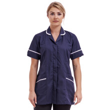 (Navy Blue, 16) Ladies Round Collar Healthcare Tunic Size 8 to 26