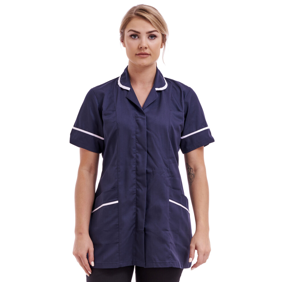 (Navy Blue, 10) Ladies Round Collar Healthcare Tunic Size 8 to 26