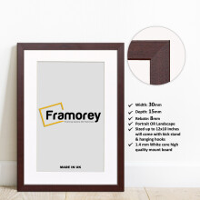 (6x4" Pic (8x6" Frame)) Mahogany Picture Frame Photo Frames With White Mount Wall Art Hanging Frame Home Decor Frame