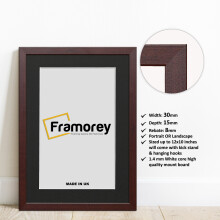 (6x4" Pic (8x6" Frame)) Mahogany Picture Frame Photo Frames With Black Mount Wall Art Hanging Frame Home Decor Frame