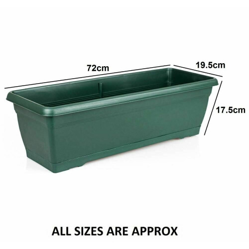 4 x Large Green Garden Plastic Trough Balcony Planter Window Plant Box 1