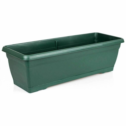 4 x Large Green Garden Plastic Trough Balcony Planter Window Plant Box 2