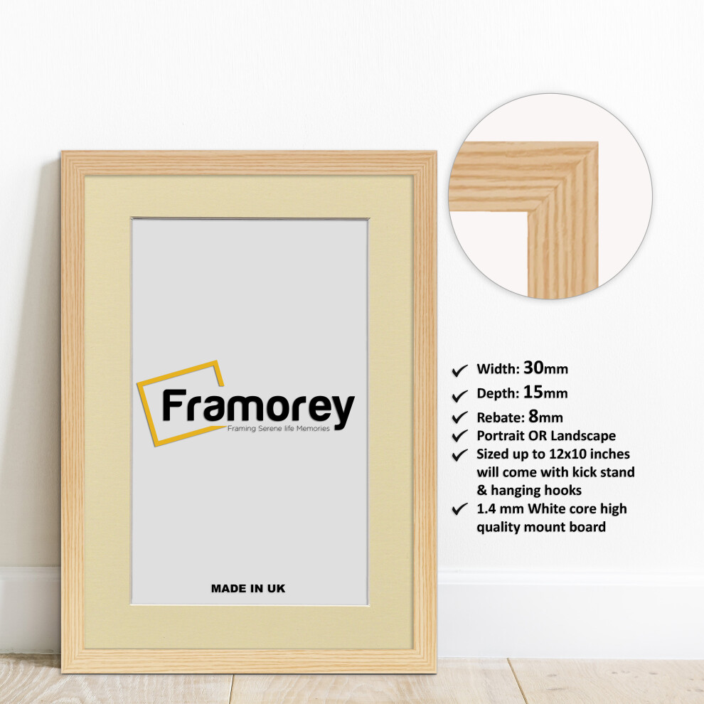 (20x16" Pic (24x20" Frame)) Pine Picture Frame Photo Frames With Ivory Mount Wall Art Hanging Frame Home Decor Frame-image-OPC-P8X6BKM-NEW