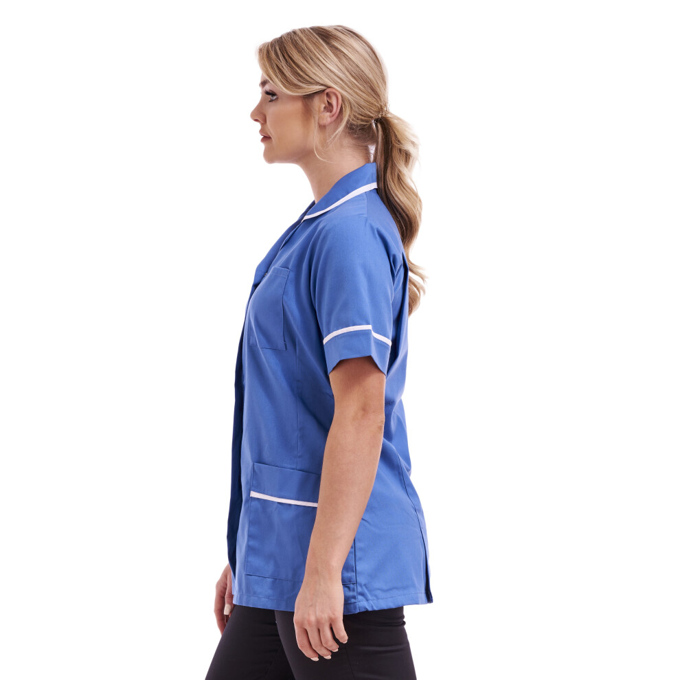 (Hospital Blue, 16) Ladies Round Collar Healthcare Tunic Size 8 to 26