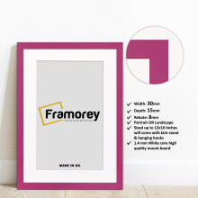 (A2 Pic (A1 Frame)) Pink Picture Frame Photo Frames With White Mount Wall Art Hanging Frame Home Decor Frame
