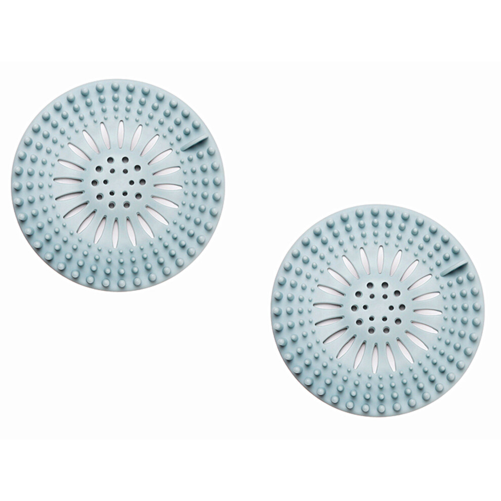 (Blue x2) Hair Catcher Silicone Sink or Shower Drain Covers